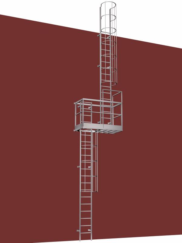 SCALA CON GABBIA DI PROTEZIONE
